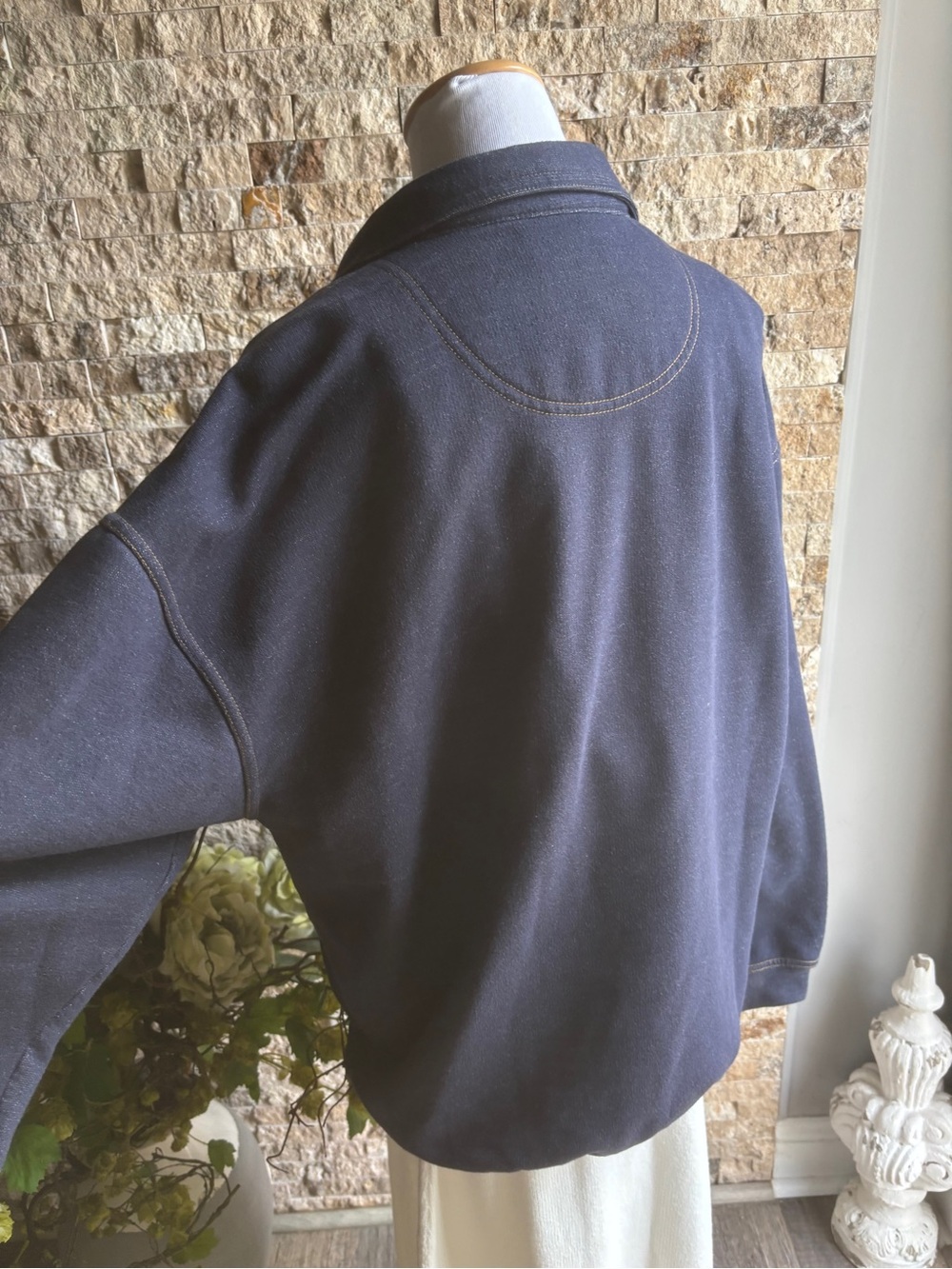 Classic Navy Long-Sleeve Henley Pullover Vintage - Picture 8 of 8